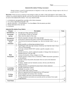 Name Industrial Revolution Writing Assessment Identify changes
