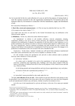 THE SALT CESS ACT, 1953 ACT NO. 49 OF 1953 An Act to provide