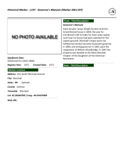 Historical Marker - Governor`s Mansion (Marker ID#:L0197)