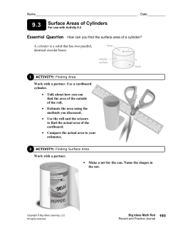 9.3 Surface Areas of Cylinders