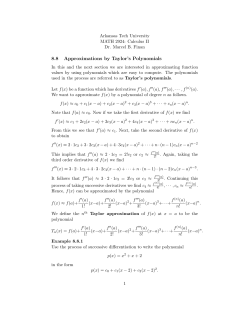 8.8 Approximations by Taylor`s Polynomials