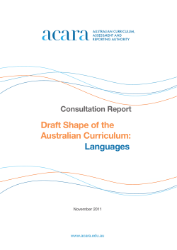 Draft Shape of the Australian Curriculum: Languages