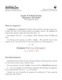 Grade 7/8 Math Circles Sequences and Series