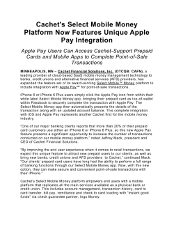Cachet`s Select Mobile Money Platform Now Features Unique Apple