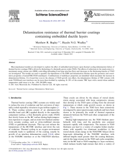 Delamination resistance of thermal barrier coatings containing