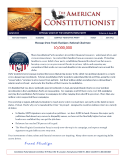 Message from Frank Fluckiger, National Chairman OFFICIAL VOICE