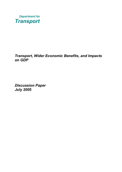 Transport, Wider Economic Benefits, and Impacts on GDP