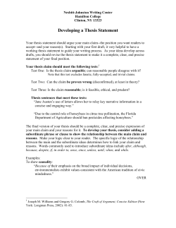 Developing a Thesis Statement