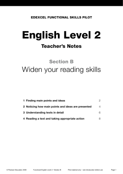 English Level 2: Section B (Widen your reading - Edexcel