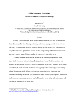On Humor and Irony, Recognition and Hope