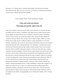 Cities and social movements Theorizing beyond