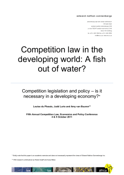 Competition legislation and policy &ndash; is it necessary in a developing