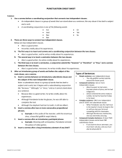 PUNCTUATION CHEAT SHEET Types of Sentences