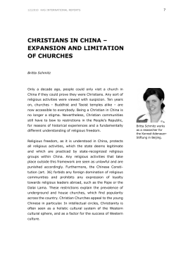 Christians in China - Expansion and Limitation of Churches
