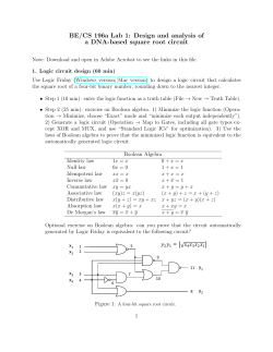 BE/CS 196a Lab 1: Design and analysis of a DNA