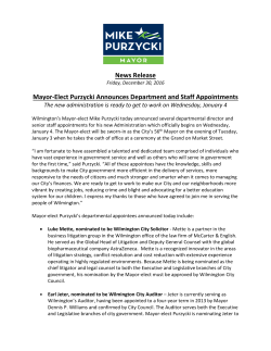 News Release Mayor-Elect Purzycki Announces