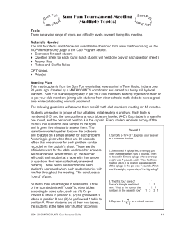 Sum Fun Tournament Meeting (Multiple Topics)