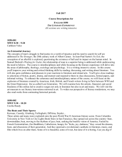 Fall 2017 Course Descriptions for All sections are writing intensive