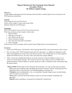 Plug-In Missions Ed: Post Traumatic Stress Disorder November