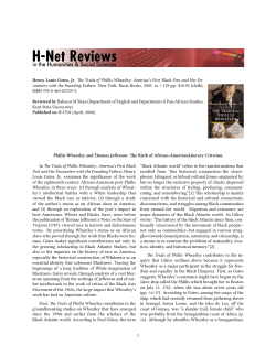 Phillis Wheatley and Thomas Jefferson: The Birth of African - H-Net