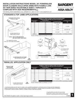 INSTALLATION INSTRUCTIONS MODEL 351 POWERGLIDE DOOR