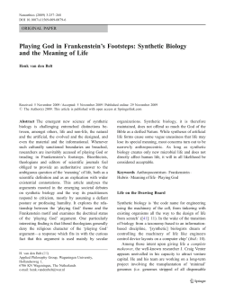 Playing God in Frankenstein`s Footsteps
