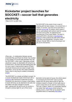 Kickstarter project launches for SOCCKET&mdash;soccer ball