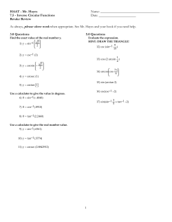 7.5 - Inverse Circular Functions Date: Retake