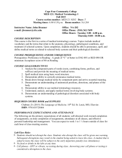 Cape Fear Community College MED 121: Medical Terminology I