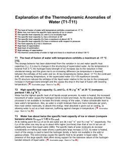 Explanation of the Thermodynamic Anomalies of Water (T1-T11)