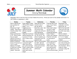 Grade 3 Summer Math Calendars