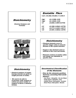 Stoichiometry Enstatite Pbcn Enstatite Pbcn