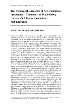 The Reciprocal Character of Self-Education