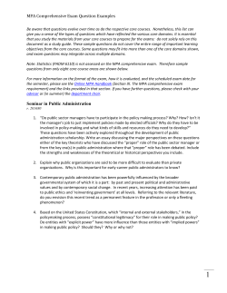 MPA Comprehensive Exam Question Examples