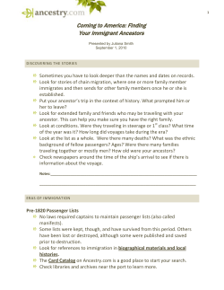 Coming to America: Finding Your Immigrant Ancestors