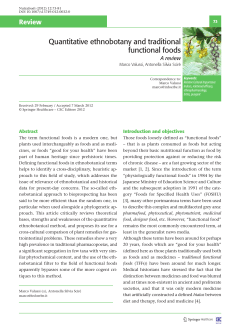 Quantitative ethnobotany and traditional functional foods
