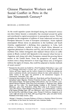 Chinese Plantation Workers and Social Conflict in Peru in the late