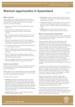 Rhenium opportunities in Queensland