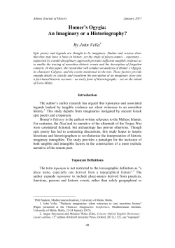 Homer`s Ogygia: An Imaginary or a Historiography?