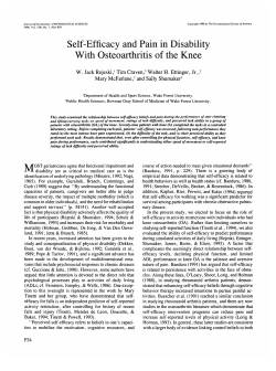 Self-Efficacy and Pain in Disability With Osteoarthritis of the Knee