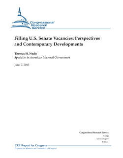 Filling U.S. Senate Vacancies: Perspectives and Contemporary