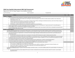 Child Care Quality Enhancement (601) Self