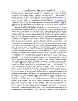 Invented Antonyms: Esperanto as a semantic lab Esperanto`s syntax