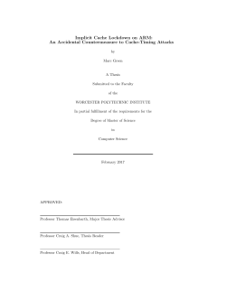 Implicit Cache Lockdown on ARM - Worcester Polytechnic Institute