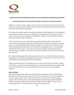 Quiznos Appoints Accomplished Globalist to Lead Continued