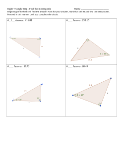 Right Triangle Trig &ndash; Find the missing side Name #_
