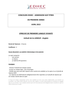 Sujet, corrig&eacute; et rapport d`Anglais 2015