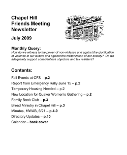 Chapel Hill Friends Meeting Newsletter July 2009 Monthly Query