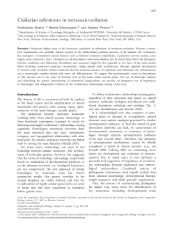 Cnidarian milestones in metazoan evolution