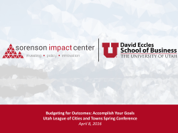 Budgeting for Outcomes: Accomplish Your Goals Utah League of